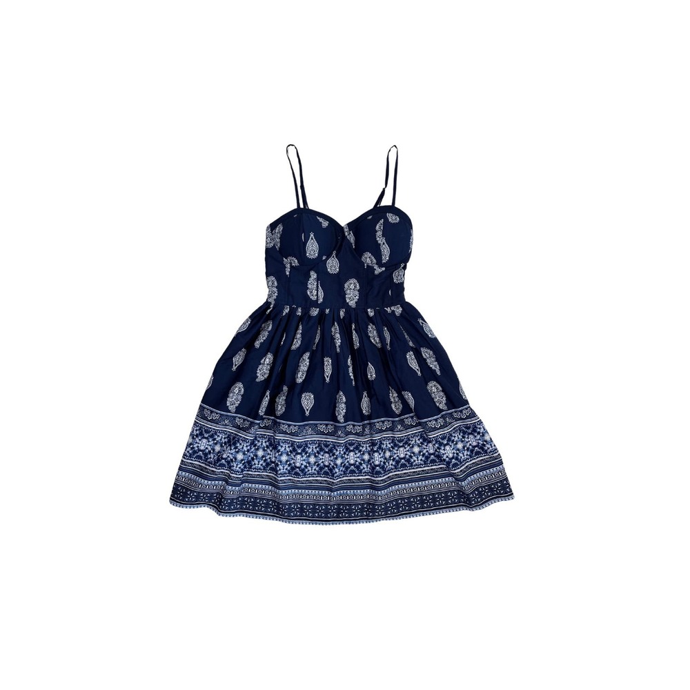 Band of Gypsies Paisley Mini Dress Navy -size XS